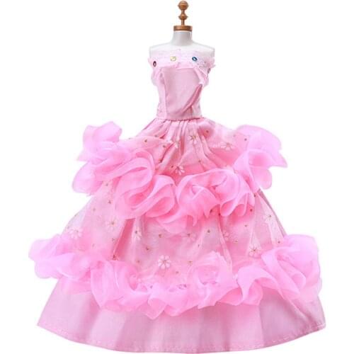 Pink Layered Floral Doll Dresses For Barbie Outfits Wedding Party Gown Dancing Costume For Barbie 1/6 BJD Dolls Kids & Baby Toy