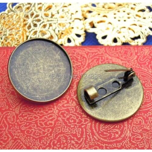 Blank Brooch Base Round Bezel Trays Cabochons Brooches Pins Back Settings Findings Stuffs Antique Bronze tone Plated Wholesale