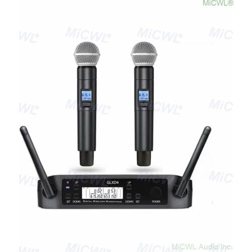 New Design GLXD4 Duall Handheld Audio Microphone System UHF Wireless 2 Handheld KTV Stage Performance Vocal Sets