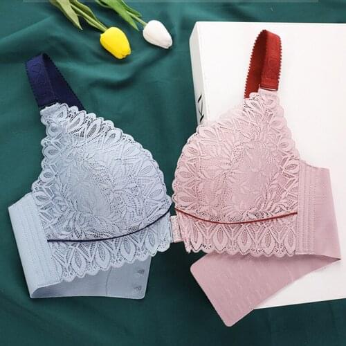 Sexy lace women bra front closure solid lace cute ladies tank bra soft breathable brasieres para mujer lingerie plus size 120E