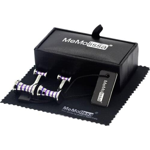 MeMolissa Display Box Cufflinks Sports Cufflinks Barbell Design Color Striped Cufflinks Gifts for Friends Free Tag & Wipe Cloth