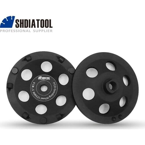 SHDIATOOL 2pcs Dia 125mm/5" M14 Thread PCD Grinding Cup Wheel Polycrystalline Diamond Grinding Wheel For Removing Epoxy coating