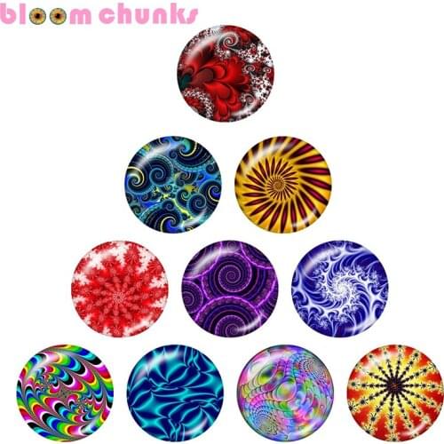 Spiral fractal art pattern 12mm/18mm/20mm/25mm Round glass cabochon flat back Making snap button jewelry S4233