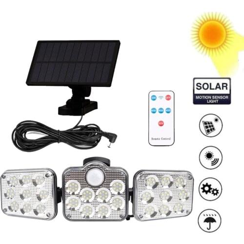 138 led remote seperable Solar Light Outdoor Motion Sensor Solar Powered Garden Lamp 3 Heads Waterproof Wall lamp Garden Street