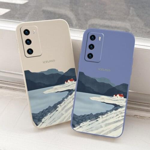 Lake Lodge Silicone Case For Huawei P40 P30 P20 Pro Lite Mate 40 30 20 Pro Lite P Smart 2021 Y7A Ultra Thin Phone Back Cover