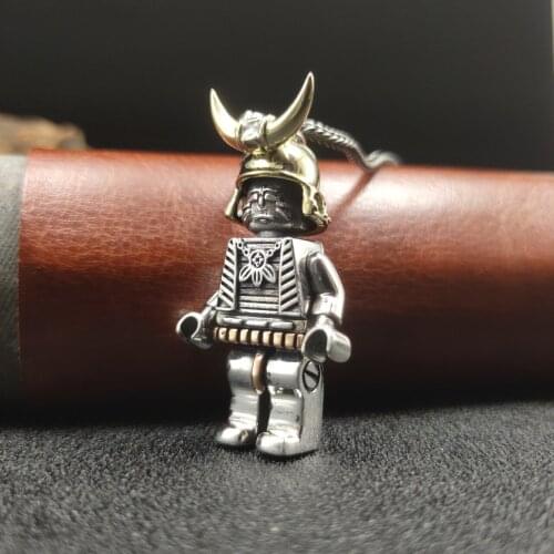 Sterling Silver Vintage Distressed Handmade Indian Chief Warrior Necklace Pendant