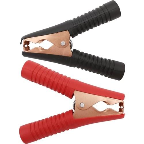 2Pcs High Current Alligator Clips Car Battery Fireproof Clip 100A Insulated Crocodile Clamp Large Emergency Electrical Wire Clip