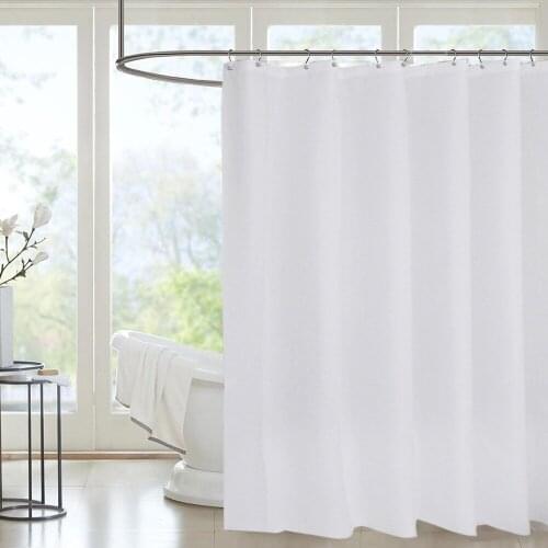 Solid Color White Shower Curtain Polyester Fabric Thick Waterproof Curtains Mold Simple Bathroom Set Partition Curtain