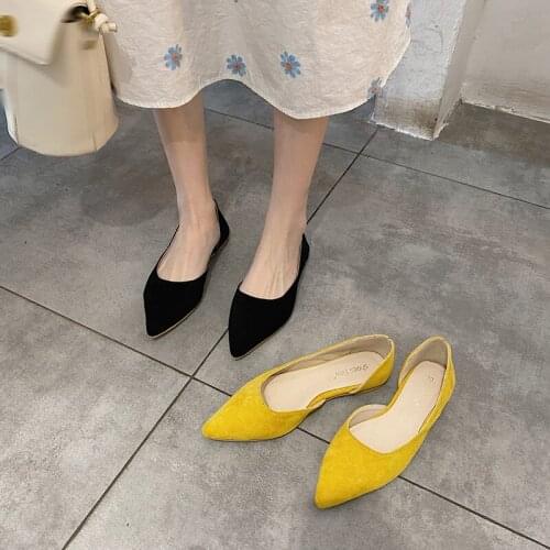 Womens Flat Shoes Pointed Toe Flats in Suede