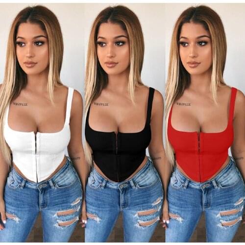 New Single-Breasted Button Square Collar Sexy Tank Top Backless Women Asymmetrical Top Night Club White Summer Cropped Top