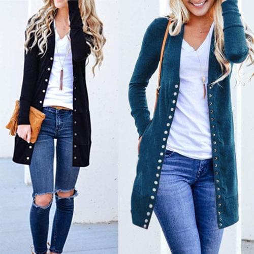 Autumn New Fashion Elegant Jacket Coat Ladies Long Sleeve Slim Knitted Cardigan Outwear Sweater Women Plus Size