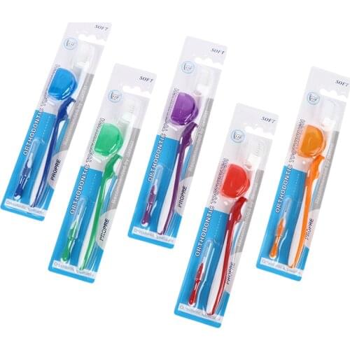 1set V Shape Orthodontic Toothbrush Head Cover Interdental Denta Floss With Sheath Interdental Brush Tooth Cleaning Tool