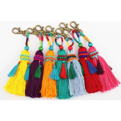 1pc 2019 Colorful Tassel KeyChains Key Ring Bag Hanging Gift Car Party Jewelry Bohe Style