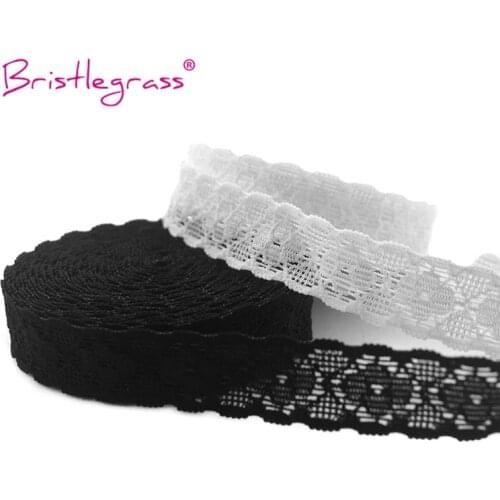 BRISTLEGRASS 100 Yard by Roll 3/4" 20mm Nylon Lace Trim Elastics Decorative Spandex Band Tape Underwear Bra Lingerie Sewing Trim