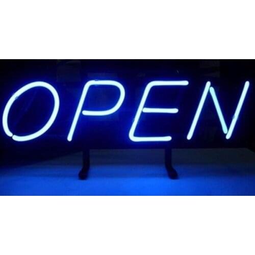 14“x7" Open Neon Light Lamp Sign Beer Bar Handmade Real Glass Decorate Home Wall Room Windows Tube Display Artwork