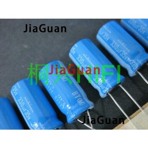 20pcs NICHICON BT 35V330UF 10X20MM electrolytic capacitor bt 125 degrees 330uF/35v military industrial capacitor 330UF 35V