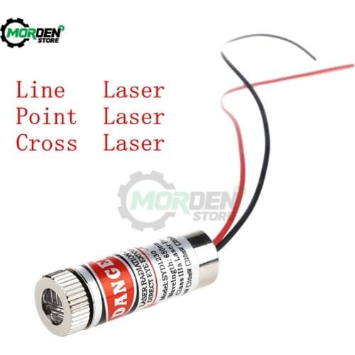 3-5V Adjustable Beam 650nm 5mW Red Point / Line / Cross Laser Module Head Glass Lens Focusable Industrial Class
