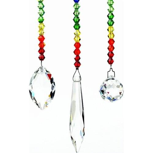 3pcs/set 250/260/280mm Diy Crystal Chandelier Pendants Rainbow Suncatchers Christmas tree Hanging/ Home Decoration In Window
