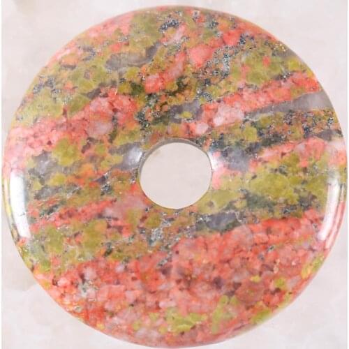 30MM CAB Cabochon Beads Natural Stone Real Multicolor Unakite Epidote For Jewelry Making Women Men Ring Gem Donut Bead 1Pcs K838