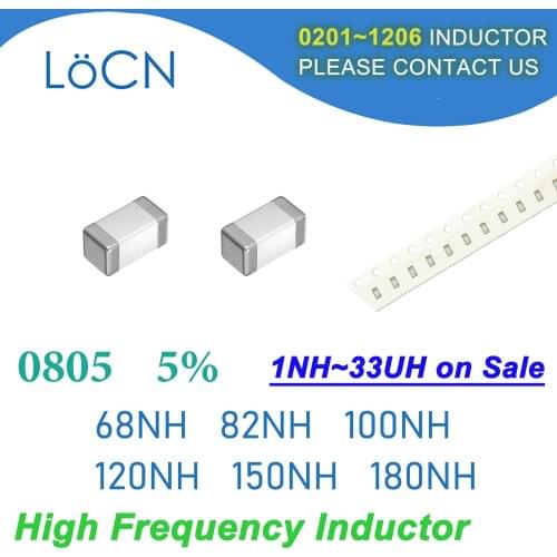 4000Pcs 0805 2012 5% SMD Chip Inductor 68NH 82NH 100NH 120NH 150NH 180NH Multilayer Ferrite Inductors High Frequency NH Value J