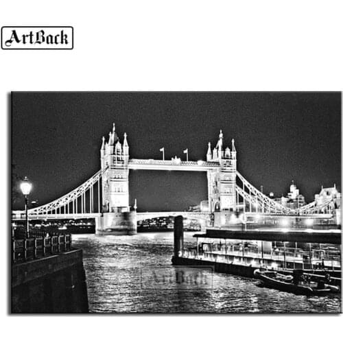 Full square diamond painting tower bridge handicraft 5d diy diamond embroidery night scene 3d diamond mosaic sticker