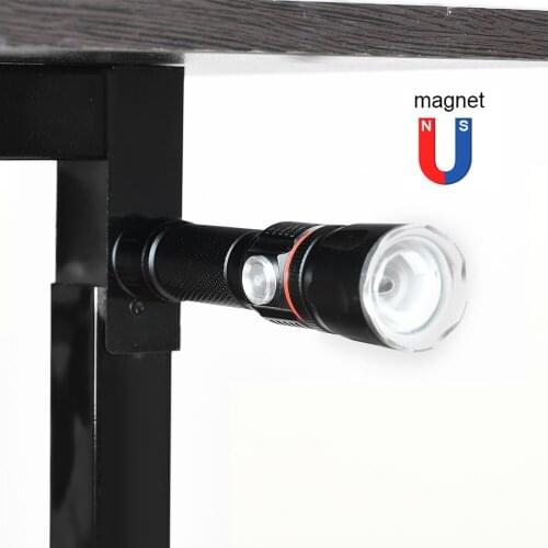 ANJOET USB Charging Flashlight LED T6 L2 Surrounding COB Lamp Tail Magnet Zoom 4 Lighting Modes Waterproof Torch Use 18650 Batte