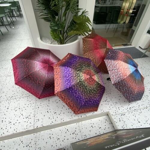 Automatic three folding umbrella vine gradient creative women umbrella sunny umbrella reinforced windproof strong umbrella