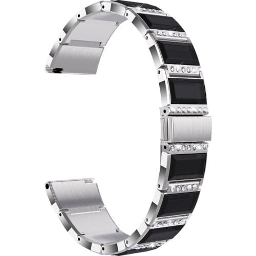 20mm 22mm Stainless Steel+Glass Bracelet for Garmin Watch Band Vivoactive 4/3/Venu 2 1/SQ/Vivomove HR Diamond Strap Luxury Belt