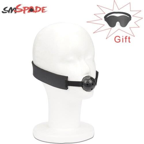 SMSPADE Black Breathable Open Mouth Gag For BDSM Easy Adjustable Bondage Ball Gag Flirting Sex Games Adult Toys