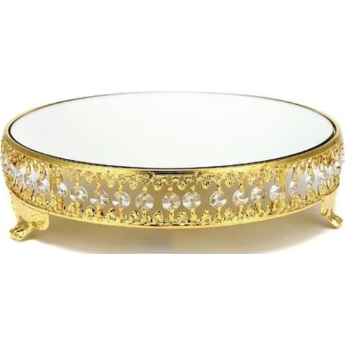 DD Wedding Decoration Metal Mirror Tray Crystal Cake Stand Decoration Metal Cake Stand Wedding Props Supplies Party Events Decor