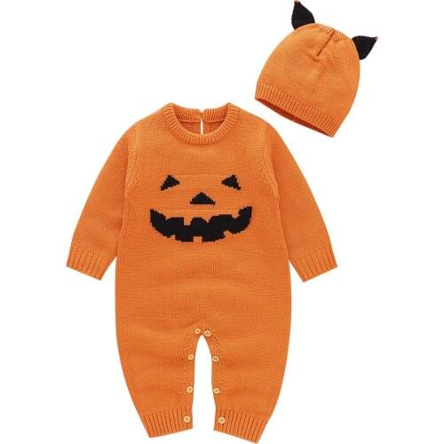 Baby Rompers Long Sleeve Newborn Infant Kids Bebes Unisex Holloween Pumpkin Jumpsuits Outfits Spring Fall Winter Toddler Costume