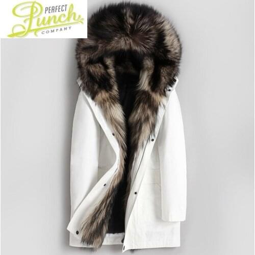Natural Mens Winter Jacket Rabbit Liner Parka Men Wolf Fur Collar Coat Luxury Warm Jackets Plus Size Winterjas Heren MY1754