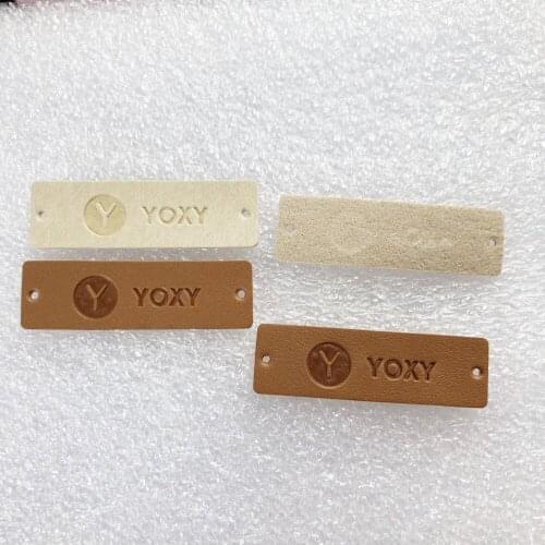 Custom Made Debossed Logo PU Leather Label Patches For Clothes Jeans Bags