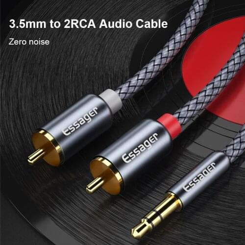 Essager RCA Aux Cable 3.5mm Jack to 2 RCA Audio Cable Y Connector Adapter Splitter for Power Amplifier Stereo Speaker