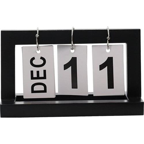 Creative Reversible Calendar Natural Wooden Reusable Flip Desktop Countdown Calendar Desk Ornament Vintage Props Home Decor