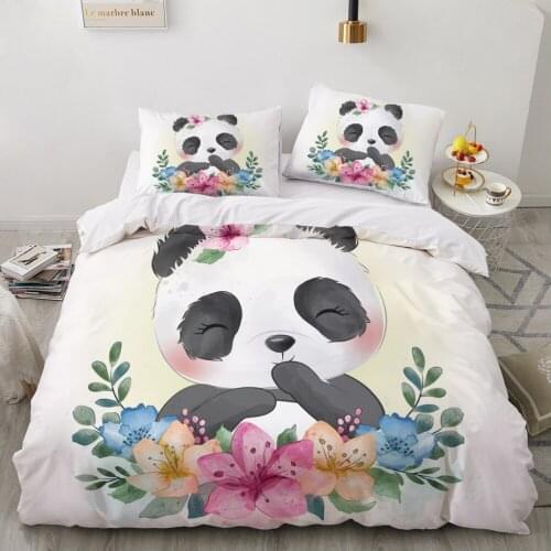 Kids Bedding Set for baby cartoon Bed linen set for home duvet cover sheet family sets Euro 150*200 Panda White