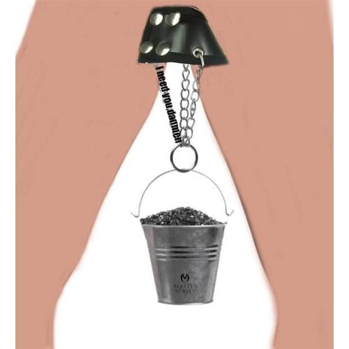 Leather Ball Stretcher Weight With Hanging Bucket,Weigh Down Ballsack ,Parachute Chastity Cage,Sex Toys For Men