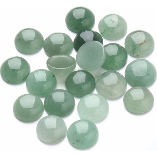 Fashion 20pcs/lot 10mm Round Flatback Green Aventurine Cabochons Beads Natural Stone Cabochon Base Beads for DIY Jewelry Making