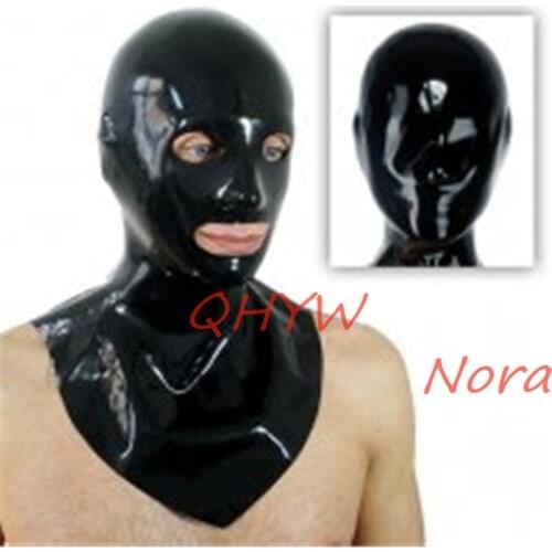 Natural Latex Face Mask Hood FOR MEN Cosplay Costumes Fetish Cosplay Mask Back Zipper Club Wear