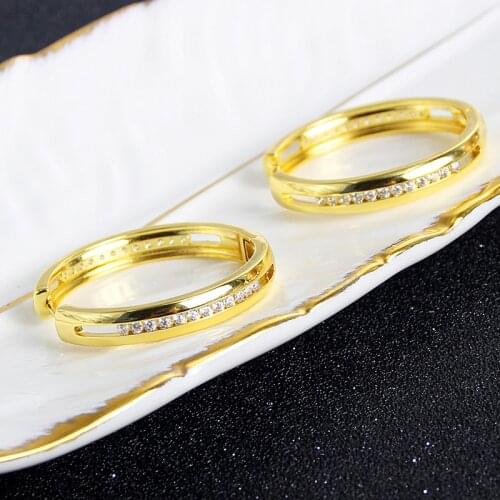 Fashion Jewelry Trendy Jewelry Hoop Earrings For Women Copper Jewelry Cubic Zirconia Geometric Earrings For Anniversary Jewelry