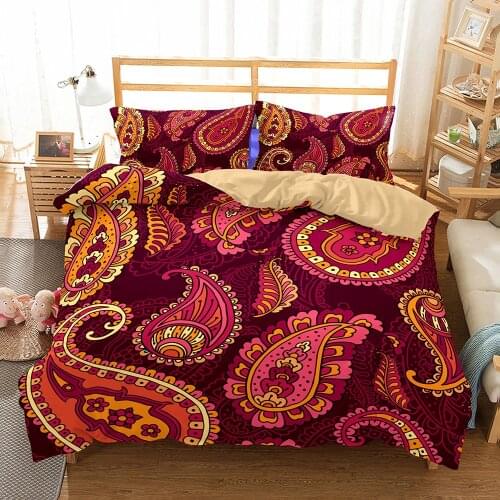 Bohemian Mandala Bedding Set Nordic Duvet Cover Set with PillowCase King Queen Size Red Bed Comforter,3pcs Bed Sheets,bedspread