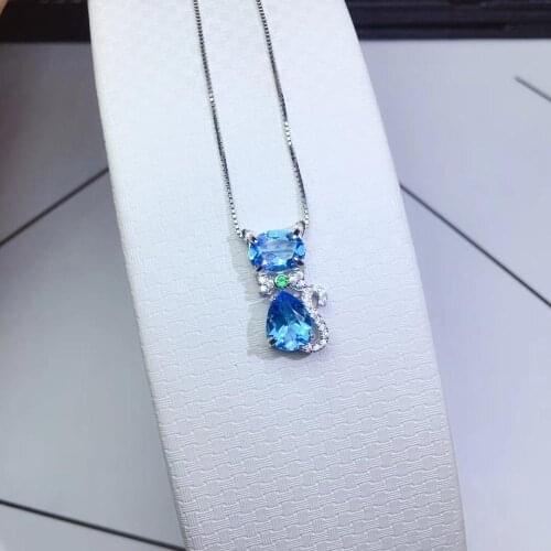 The latest design, natural Topaz necklace, Rich cat, 925 silver, hot selling, super cheap
