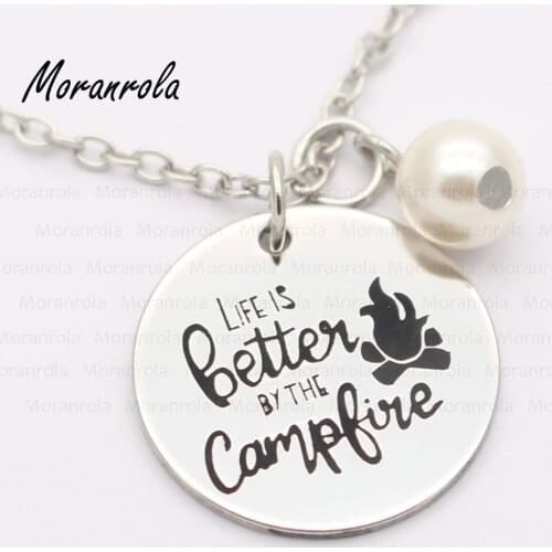 New arrive"Life is better by the campfire"necklace keychain charm Adventure necklace Inspirational jewelry Campfire
