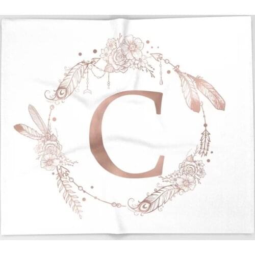 Mandala Blanket Letter C Rose Gold Pink Initial Monogram Fleece Blankets and Throw for Plane Travel Christmas Decorations Home