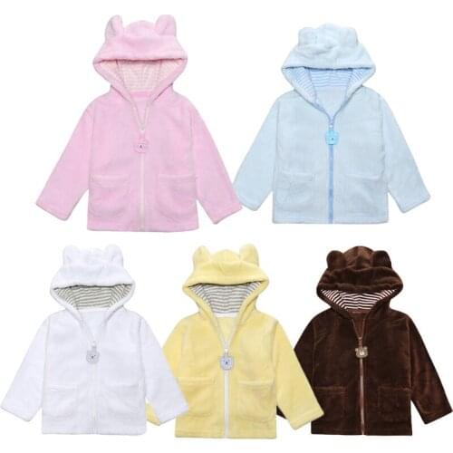 Autumn 2018 Newborn Infant Baby Boys Girl coral velvet hooded jacket Tops Warm Clothes Coat children kids clothing
