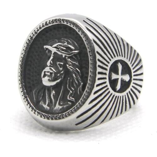 Support Dropship Size 7-13 New Jesus Ring 316L Stainless Steel Fashion Jewelry Cross God Ring