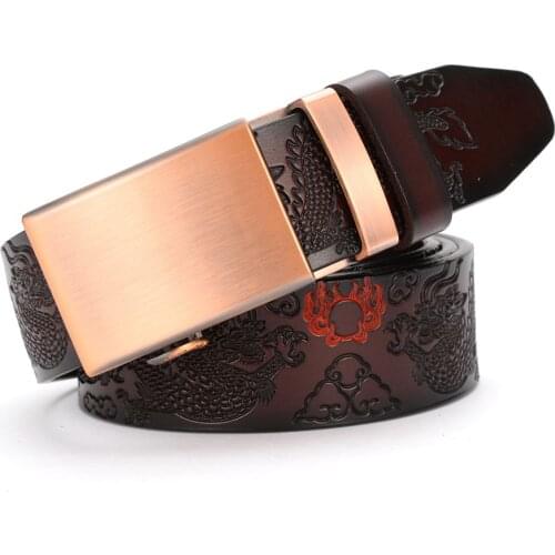 Vintage Buckle Leather Belts for Men Mens Belt Ratchet Dress Belt with Automatic Buckle Casual Leather Belt Black\coffee