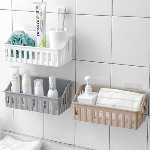 Self-Adhesive Wall-Mounted Bathroom Rack Toilet Storage Shelf Shampoo Holder Kitchen Organizer Bathroom Accessories