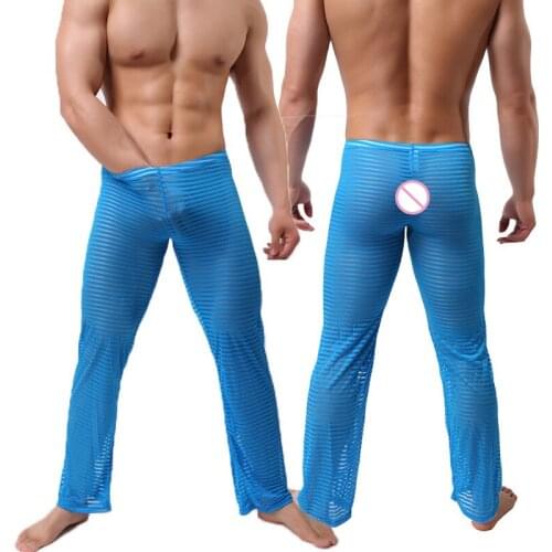 Sexy Mans/ Women Transparent Long Pants Breathable Thin Pajamas Trousers Pajamas Pants Stage Performance Male Sleep Bottoms