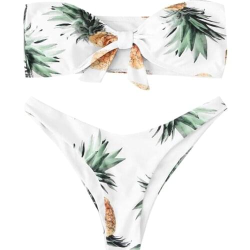 Sexy Micro Bikini Set Women 2 Pieces Print Swimsuit Strapless Swimwear Push Up Padded Thongs Biquini Bathing Suit Beachwear #T3G